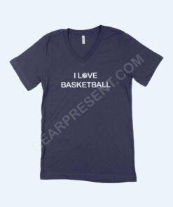 I Love Basketball Unisex Jersey V-Neck T-Shirt 