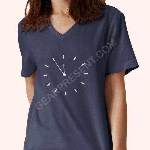 New Year Clock Unisex Jersey V-Neck T-Shirt