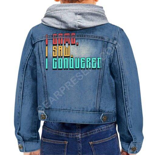 I Came I Saw I Conquered Toddler Hooded Denim Jacket – Cool Jean Jacket – Best Selling Denim Jacket for Kids
