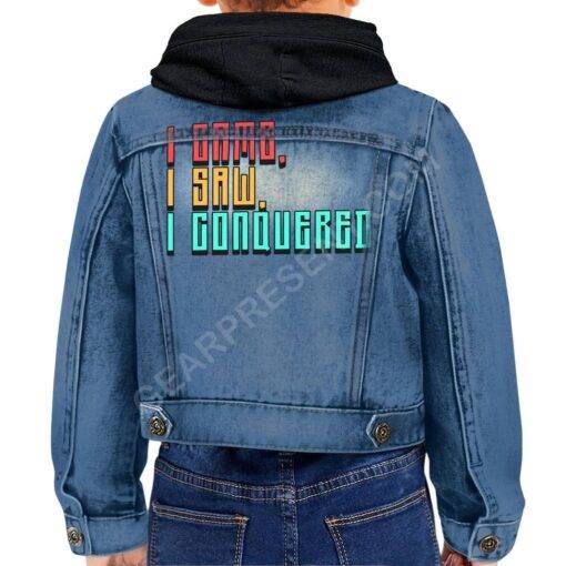 I Came I Saw I Conquered Toddler Hooded Denim Jacket – Cool Jean Jacket – Best Selling Denim Jacket for Kids