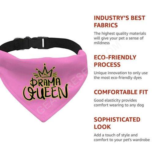 Drama Queen Pet Bandana Collar – Funny Scarf Collar – Themed Dog Bandana