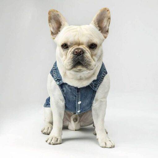 Happy Dog Happy Life Dog Denim Vest – Phrase Dog Denim Jacket – Art Print Dog Clothing