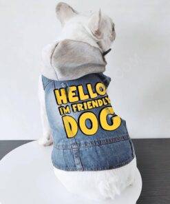 I’m Friendly Dog Dog Denim Jacket – Themed Dog Denim Coat – Cute Dog Clothing 