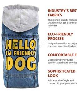 I’m Friendly Dog Dog Denim Jacket – Themed Dog Denim Coat – Cute Dog Clothing 