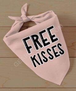 Free Kisses Pet Bandana – Word Print Dog Bandana – Minimalist Pet Scarf 