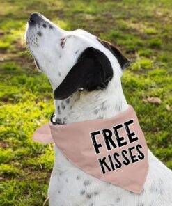 Free Kisses Pet Bandana – Word Print Dog Bandana – Minimalist Pet Scarf 