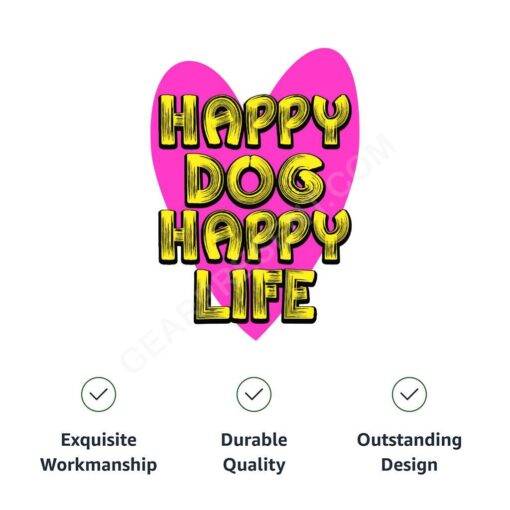 Happy Dog Happy Life Pet Bandana – Phrase Dog Bandana – Art Print Pet Scarf