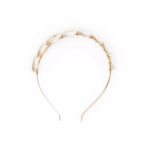 Lovely Golden Tone Ivory Seashells Headband