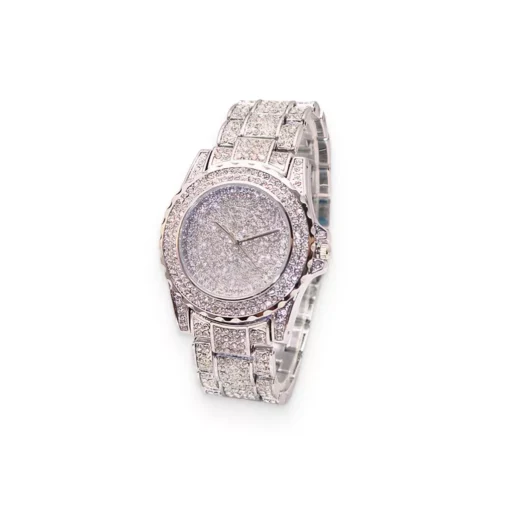 Glamour Silver Faux Diamond Wristwatches