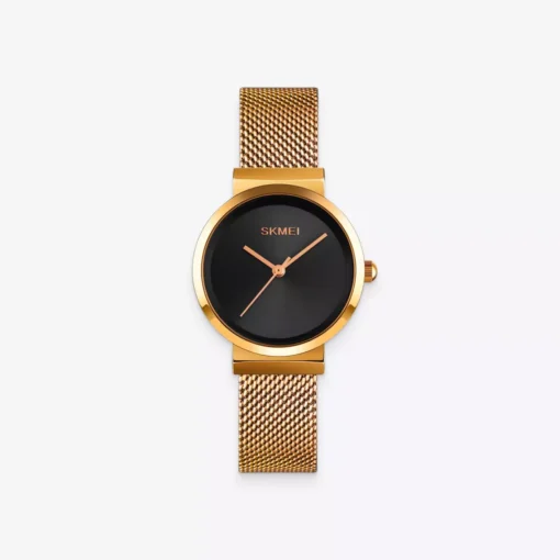 Gold & Black Steel Women’s Wrist Watch