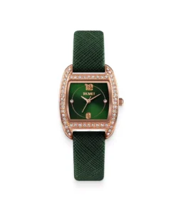 Elegant Women’s Green Leather Wrist Watch