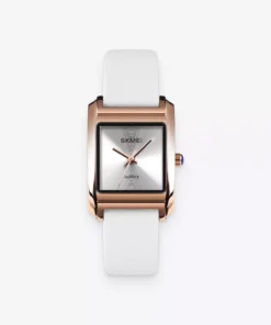 Elegant White Leather Belt Ladies Wrist Watch