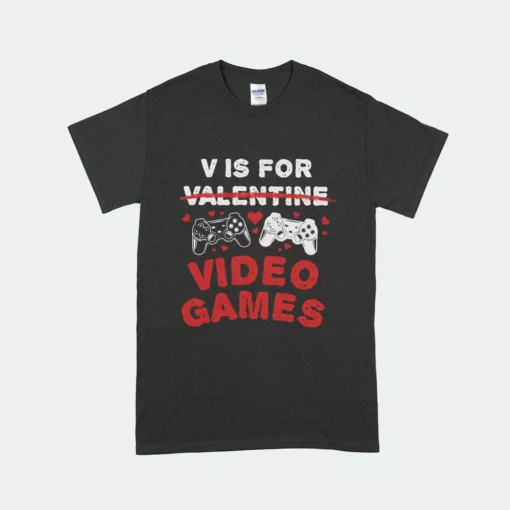 V is For Valentine Video Games Lover Tee