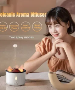 Volcano Eruption Aroma Diffuser & Air Humidifier with Flame Lamp Effect – Essential Oil Fragrance Machine for Home and Office