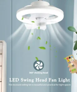 LED Swing Head Fan Light with Remote Control