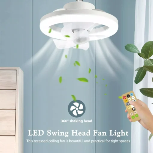 LED Swing Head Fan Light with Remote Control