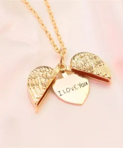 I Love You Pure Heart Angel Wings Necklace