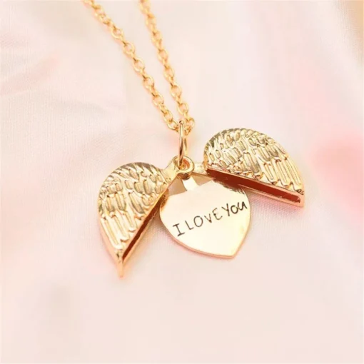 I Love You Pure Heart Angel Wings Necklace