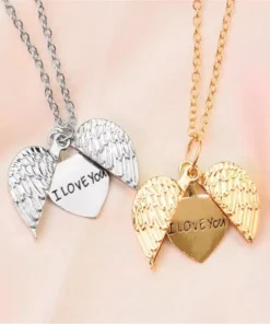 Trendy Heart Angel Wings Pendant Necklace