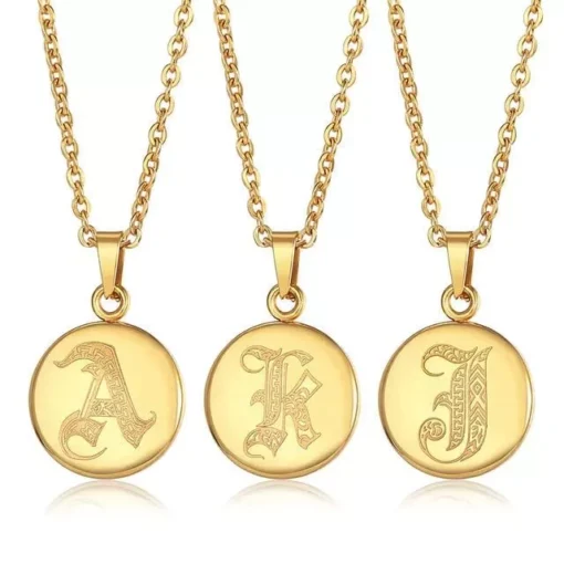 Gold Color Stainless Steel 26 Letters Necklace