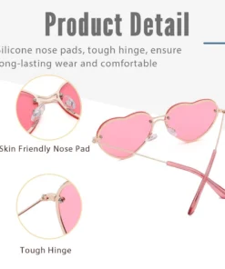 Chic Love Heart Rimless Sunglasses for Women