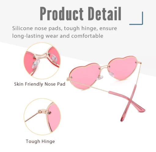 Chic Love Heart Rimless Sunglasses for Women