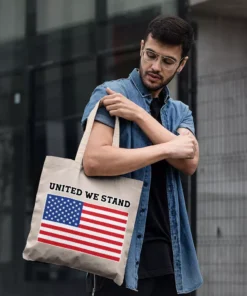 USA Flag Small Tote Bag – Patriotic Shopping Bag – Trendy Tote Bag