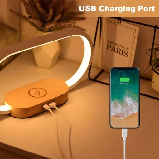 Multifunction Wireless Charging Hub: Fast-Charging LED Desk Lamp, Night Light and Clock with USB Port