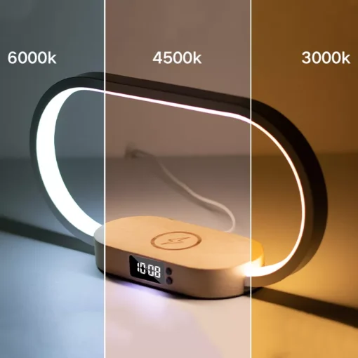 Multifunction Wireless Charging Hub: Fast-Charging LED Desk Lamp, Night Light and Clock with USB Port