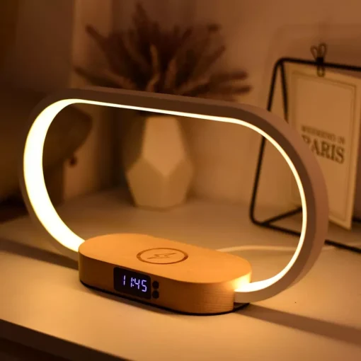 Multifunction Wireless Charging Hub: Fast-Charging LED Desk Lamp, Night Light and Clock with USB Port