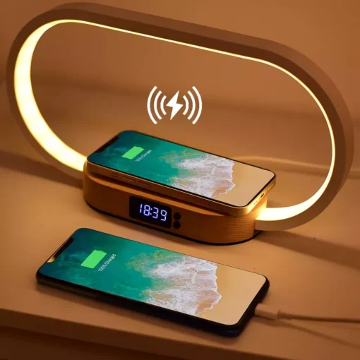 Multifunction Wireless Charging Hub: Fast-Charging LED Desk Lamp, Night Light and Clock with USB Port