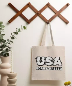 Born in the USA Small Tote Bag – Patriotic Design Shopping Bag – Cool Design Tote Bag