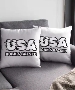 Born in the USA Square Pillow Cases – Patriotic Design Pillow Covers – Cool Design Pillowcases