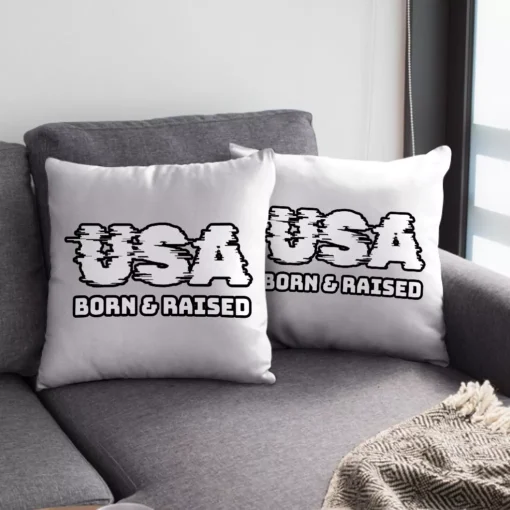 Born in the USA Square Pillow Cases – Patriotic Design Pillow Covers – Cool Design Pillowcases