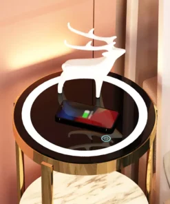 Modern Minimalist Nightstand with Wireless Charging and LED Light