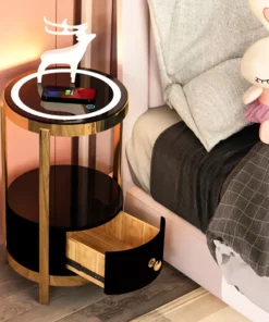 Modern Minimalist Nightstand with Wireless Charging and LED Light