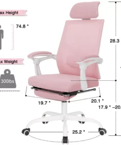 Ergonomic Mesh Office Chair with Adjustable Footrest and Headrest