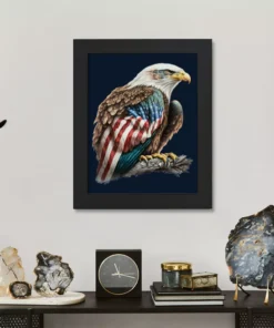 American Flag Bald Eagle Framed Vertical Poster – Printed Poster – Patriotic Framed Vertical Poster