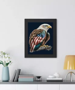 American Flag Bald Eagle Framed Vertical Poster – Printed Poster – Patriotic Framed Vertical Poster