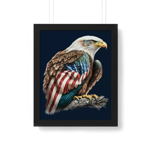 American Flag Bald Eagle Framed Vertical Poster – Printed Poster – Patriotic Framed Vertical Poster