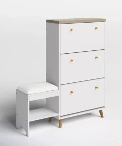 3-Drawer Flip Shoe Cabinet with Bench