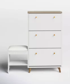 3-Drawer Flip Shoe Cabinet with Bench