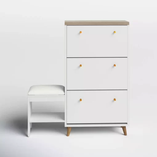 3-Drawer Flip Shoe Cabinet with Bench