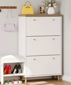 3-Drawer Flip Shoe Cabinet with Bench