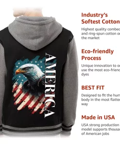 American Eagle Varsity Hoodie – America Zip Hoodie – USA Flag Hooded Sweatshirt