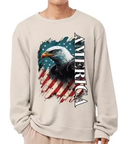 American Eagle Sponge Fleece Sweatshirt – America Classic Sweatshirt – USA Flag Sweatshirt