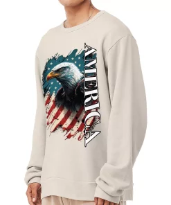 American Eagle Sponge Fleece Sweatshirt – America Classic Sweatshirt – USA Flag Sweatshirt