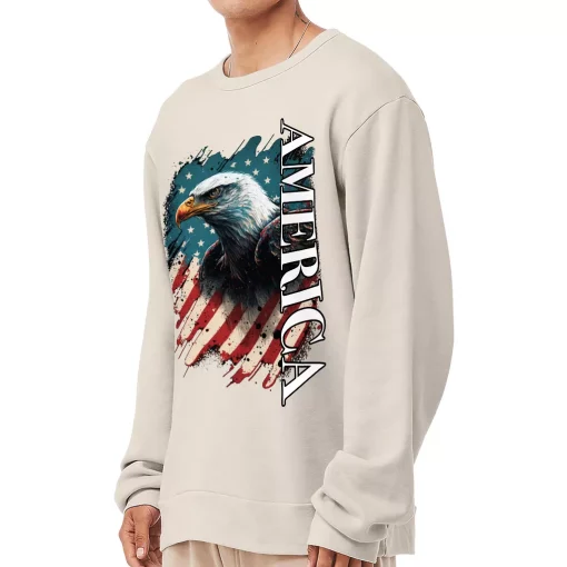 American Eagle Sponge Fleece Sweatshirt – America Classic Sweatshirt – USA Flag Sweatshirt