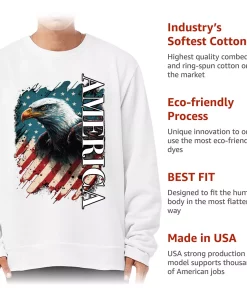 American Eagle Sponge Fleece Sweatshirt – America Classic Sweatshirt – USA Flag Sweatshirt