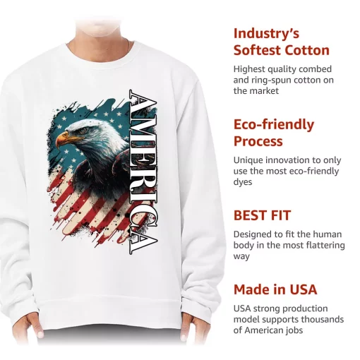 American Eagle Sponge Fleece Sweatshirt – America Classic Sweatshirt – USA Flag Sweatshirt